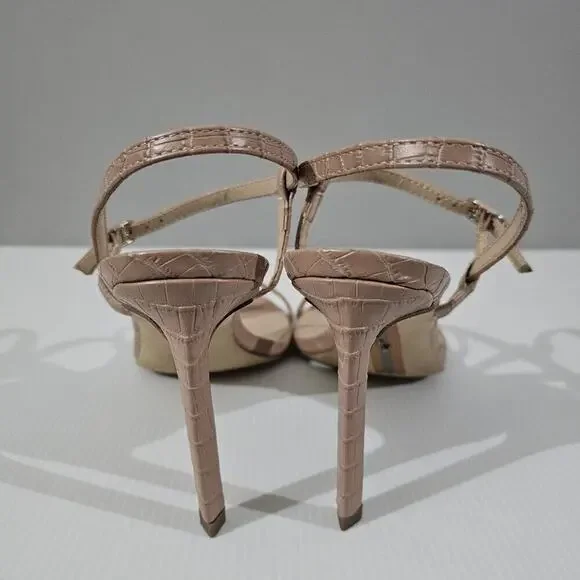 NEW Sam Edelman Doran Strappy Sandal Stiletto Heel Tan Croc Womens 9.5 - Picture 8 of 13